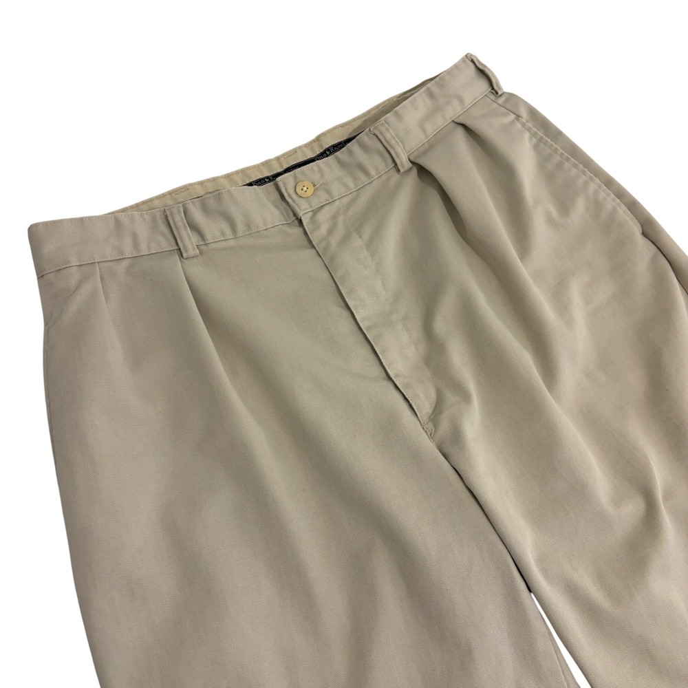 Polo Ralph Lauren Double Pleated Chino Pants Mens 36W x 31L Beige Tan Relaxed